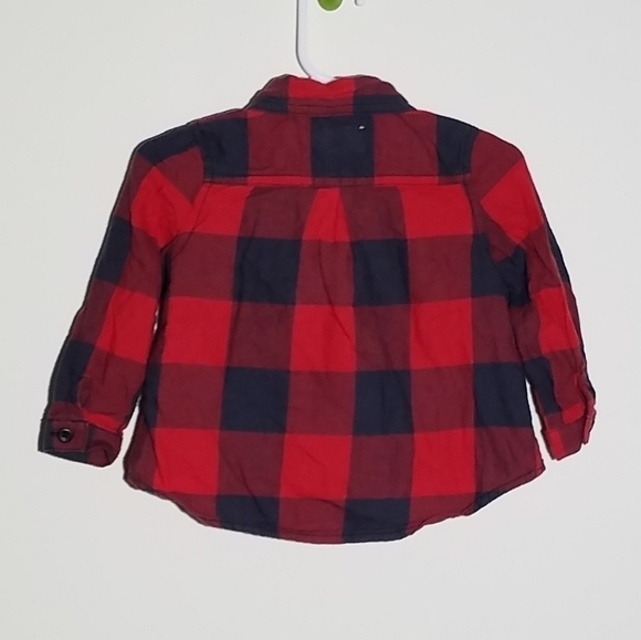 Old Navy Buffalo Plaid Button Down Polo 12-18m - Picture 2 of 3